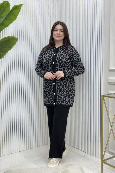 Lila Leopar Triko Takım