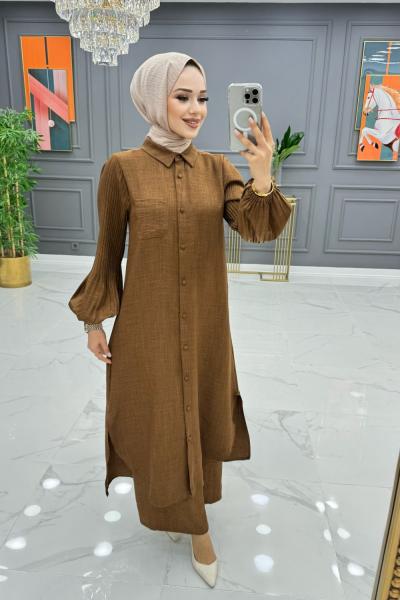 Yıldız Elbise Kahverengi