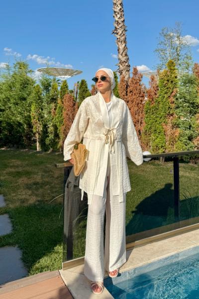 Ege Pantolonlu Takım Ekru