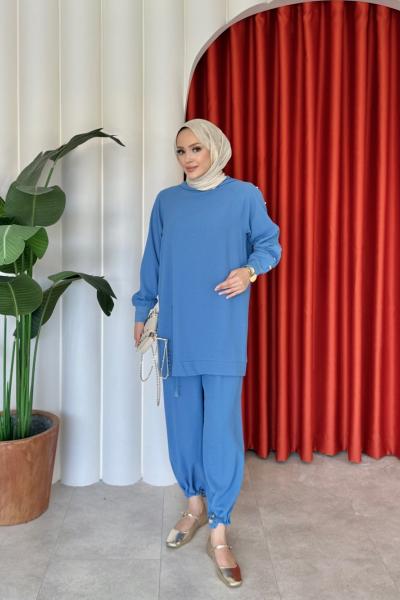 Cansu Pantolonlu Takım Mavi