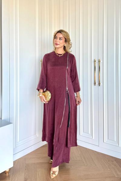 Ayşin Pantolonlu Takım Bordo