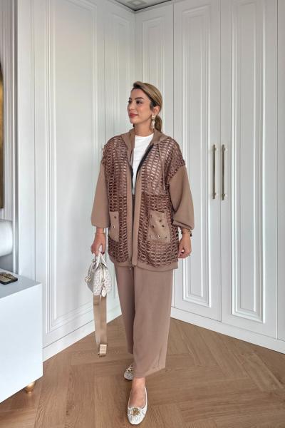 Nilüfer Pantolonlu Takım Vizon