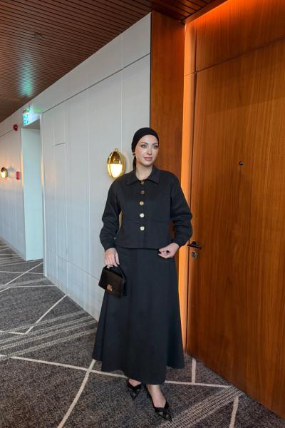 Gülce Etekli Takım Siyah