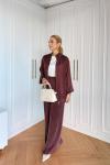Petek Pantolonlu Takım Bordo