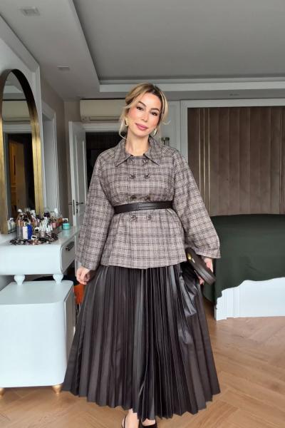 Zübeyde  Etekli Takım Kahverengi