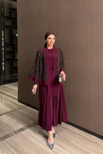 Sündüz Etek Takım Mürdüm