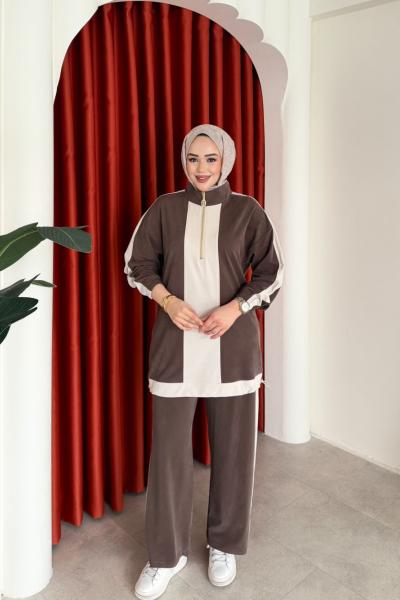 Aynur Pantolon Takım Kahverengi