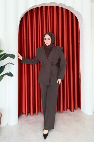 Hira Pantolon Takım Kahve
