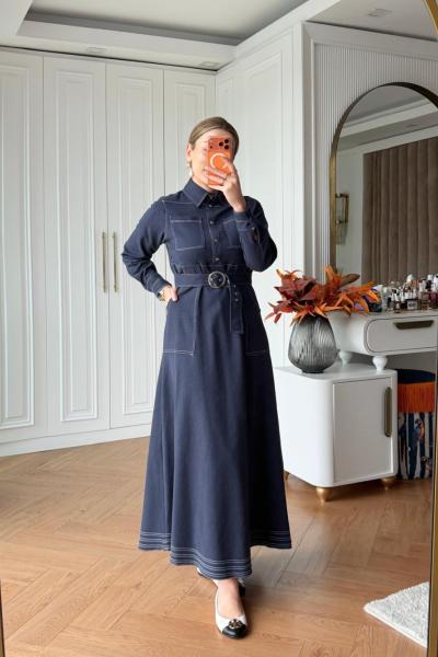 İlke Elbise Lacivert