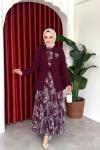 Müberra Elbise Takım Bordo