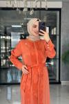 Şeyda Cupra Elbise-Turuncu