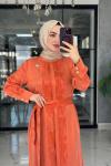 Şeyda Cupra Elbise-Turuncu