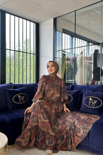 Asalet Elbise-Kahverengi