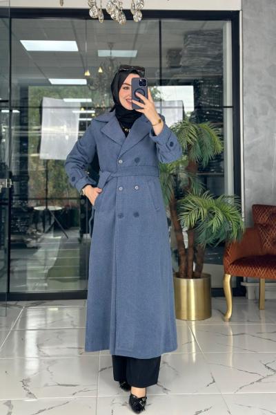 Uzun Kaşe Kaban İndigo