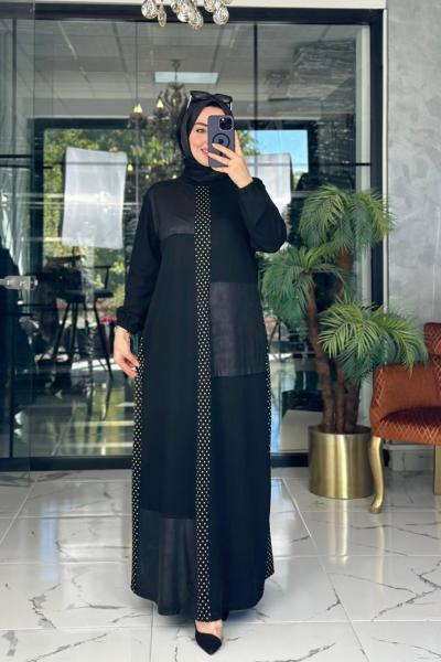 Eftelya Elbise Siyah Puantiyeli