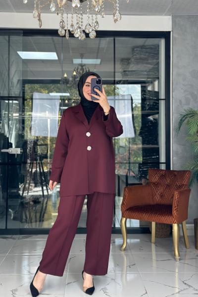 Modern Ceket Takım Bordo