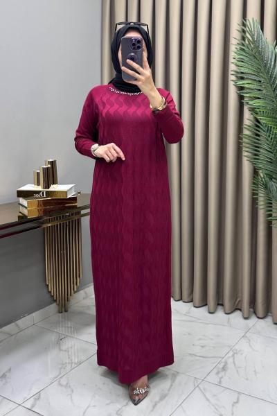 Deniz Soğuk Merserize Elbise Bordo