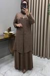 Yelekli Elbise Takım Kahve