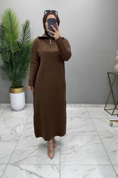 Zehra Triko Elbise Kahve