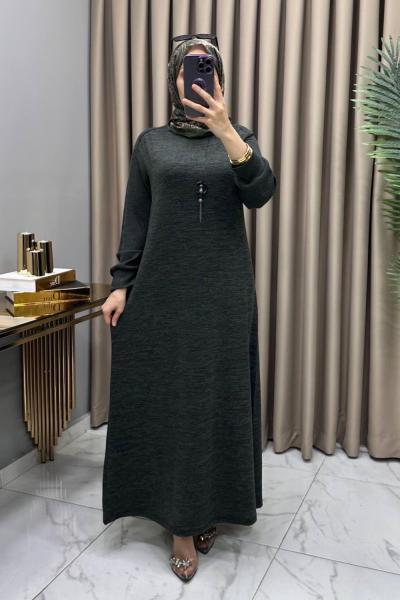 Buğlem Elbise Kolye Hediyeli Haki