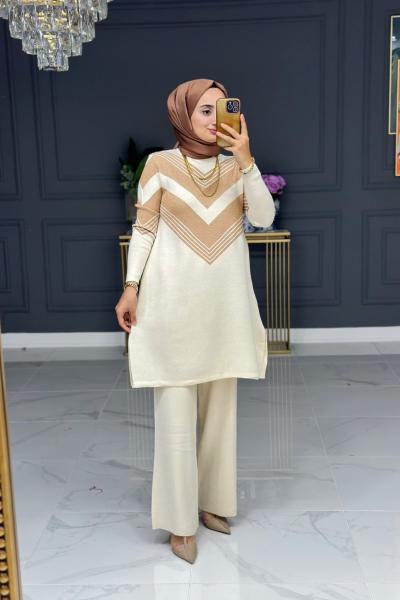 Ahlam şık triko takım - bej