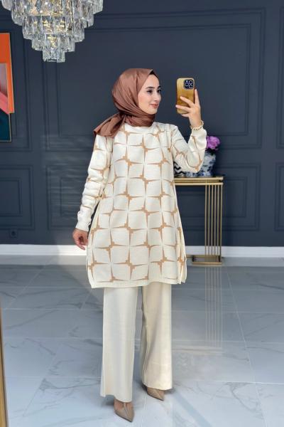 Ferhan triko takım - krem