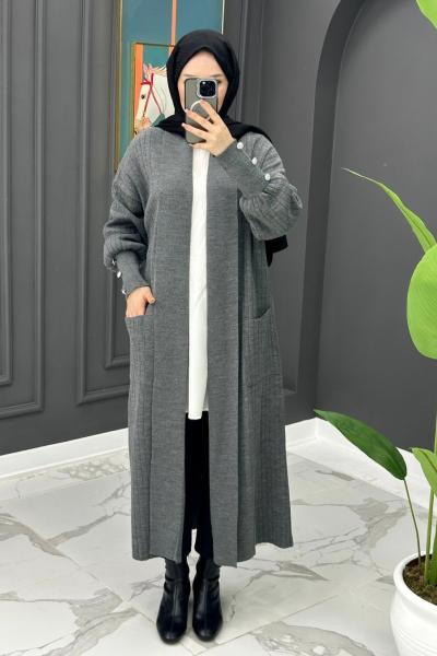 Yade Uzun Hırka - Gri