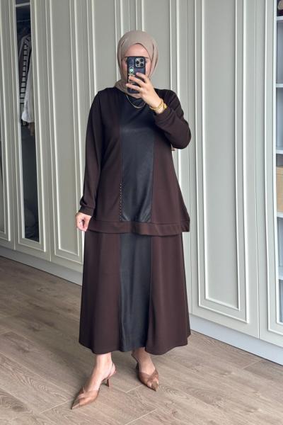 Işılay Etekli Takım - Kahve