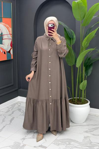 Hülya Uzun Elbise - Vizon