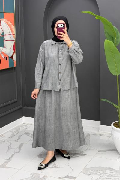 Nehir Etekli Takım - Gri