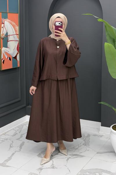 Neşe Etekli Takım - Kahve