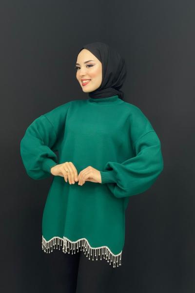 Eteği Taşlı Triko Tunik