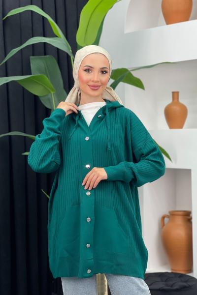 Kapşonlu Triko Hırka