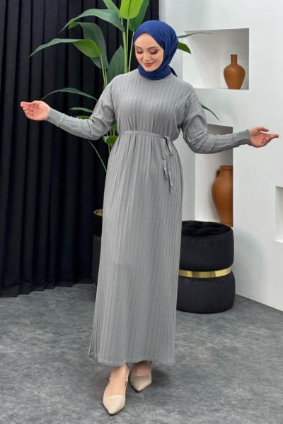 Merserize Çizgili Elbise