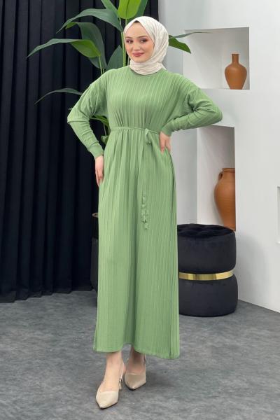 Merserize Çizgili Elbise