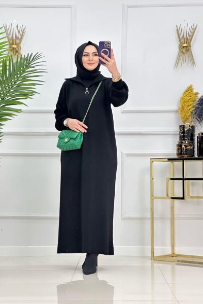 LARA TRİKO ELBİSE-SİYAH