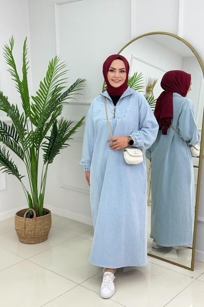 MOİ KOT ELBİSE-MAVİ
