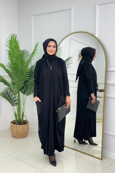 SİDA YELEKLİ ELBİSE-SİYAH