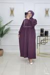 BİNNAZ MÜSLİN ELBİSE-MOR