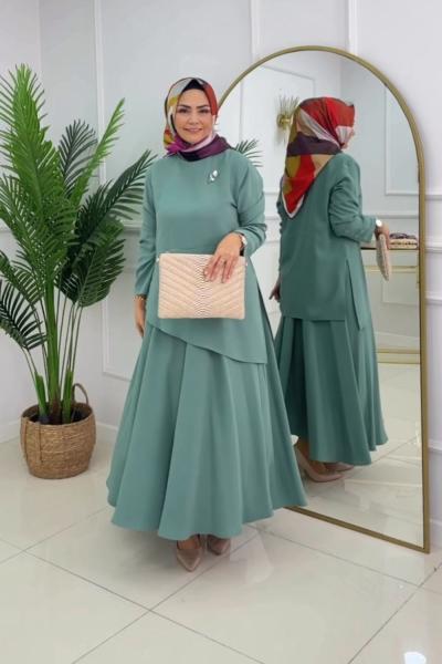 İPEK ETEKLİ TAKIM-MİNT YEŞİLİ