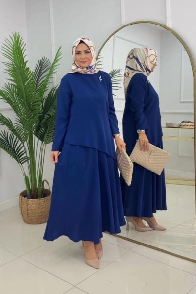 İPEK ETEKLİ TAKIM-LACİVERT