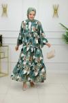 HAZAL VİSKON ELBİSE-YEŞİL