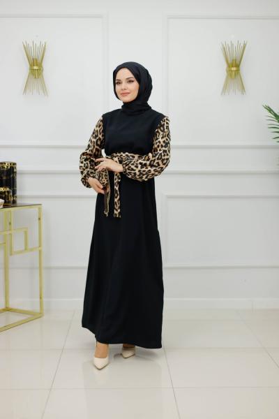 NESLİHAN ELBİSE-SİYAH LEOPAR