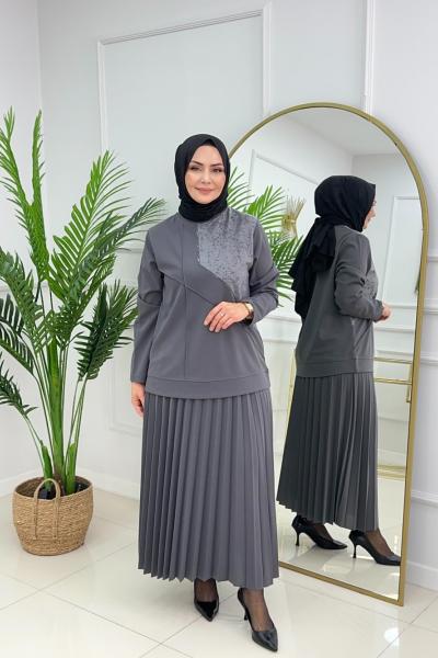 TUĞÇE ETEKLİ TAKIM - ANTRASİT