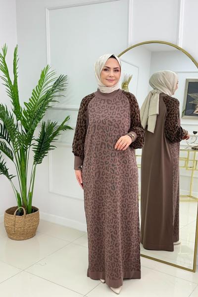 HAVVA MERSERİZE ELBİSE - VİZON