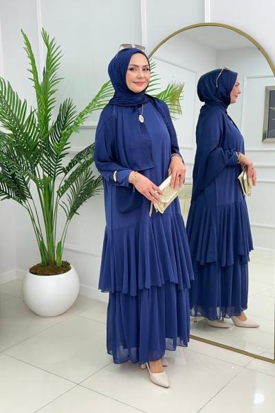 FÜSUN ELBİSE - İNDİGO MAVİ