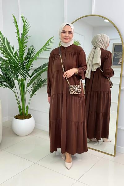 SEVİM ELBİSE - KAHVERENGİ