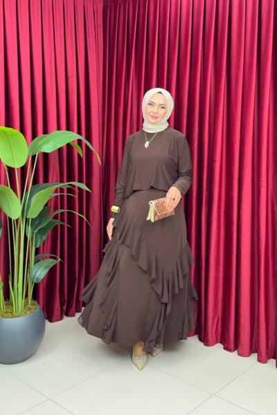 ESMA ETEKLİ TAKIM - KAHVERENGİ