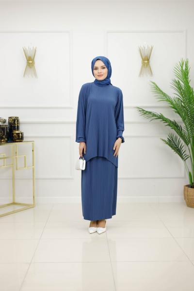 NİDA ETEKLİ TAKIM-İNDİGO